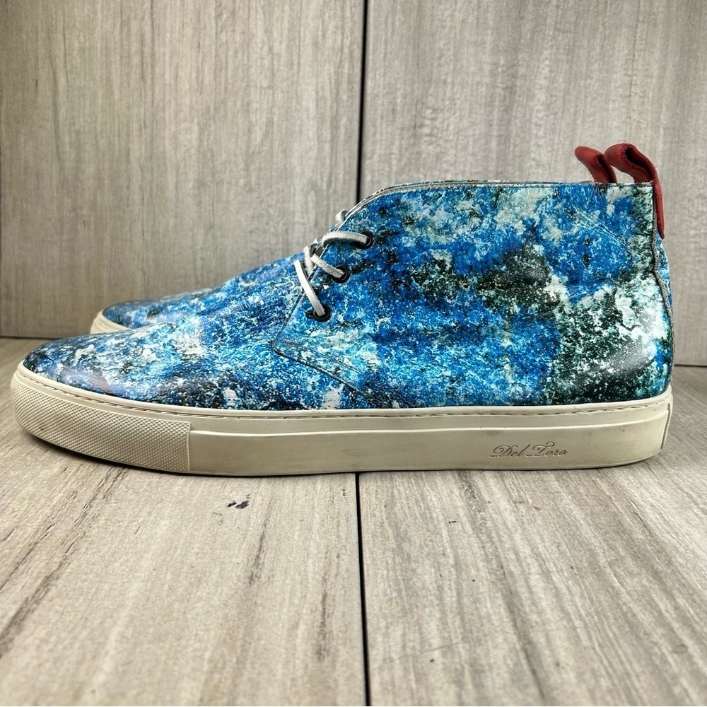 Del Toro Chukka Boots‎ Blue Leather Splatter Sneaker Made in Italy Men’s Size 18